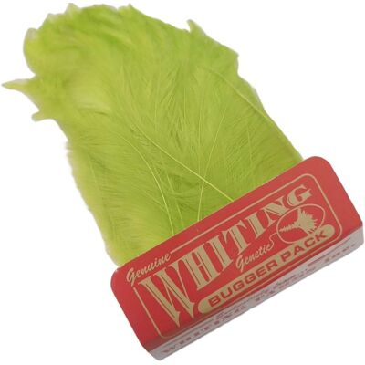 Whiting Bugger Pack-White Dyed Fl. Green Chartreuse Whiting Bugger Pack-White Dyed Fl. Green Chartreuse