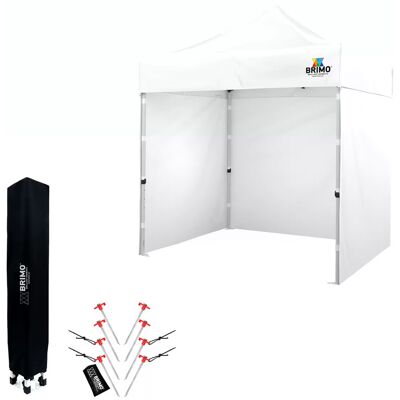 BRIMO Saksepavillon 2x2 M Stål Professionelt Bagland Opstillet På 45 Sek. - Med 3 Vægge - Hvid 70% polyester, 30% PVC BRIMO Saksepavillon 2x2 M Stål Professionelt Bagland Opstillet På 45 Sek. - Med 3 Vægge - Hvid 70% polyester, 30% PVC