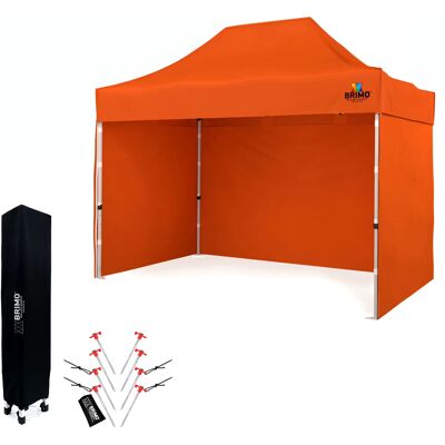 BRIMO Telt Til Salg 2 X 3 M Super Stål Montering På 2 Minutter - Med 3 Vægge - Orange 70% polyester, 30% PVC BRIMO Telt Til Salg 2 X 3 M Super Stål Montering På 2 Minutter - Med 3 Vægge - Orange 70% polyester, 30% PVC