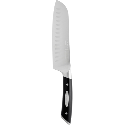 Scanpan Classic 18cm Santoku Kniv - Kullenschliff, sort & sølv Scanpan Classic 18cm Santoku Kniv - Kullenschliff, sort & sølv