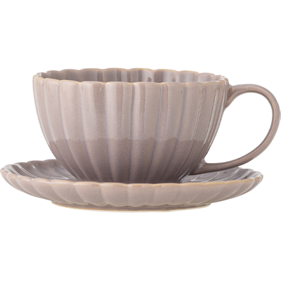 Bloomingville Latina Cappuccino Kop Med Underkop 220 Ml, Rosa Stentøj Bloomingville Latina Cappuccino Kop Med Underkop 220 Ml, Rosa Stentøj