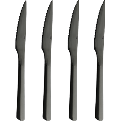 Aida Raw Steakkniv 4-Pak - Blank Sort Aida Raw Steakkniv 4-Pak - Blank Sort