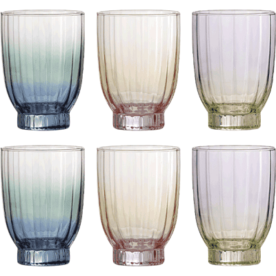 Bloomingville Nicoline Drikkeglas 33 Cl, 6 Stk, Multifarvet Vandglas Bloomingville Nicoline Drikkeglas 33 Cl, 6 Stk, Multifarvet Vandglas