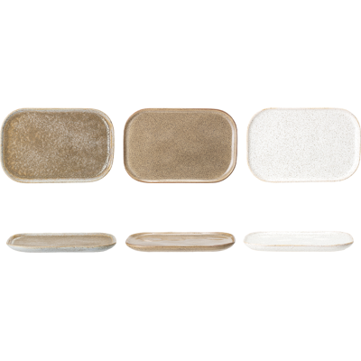 Bloomingville Addison Tallerken Grå 22,5x14,5 Cm 3-Pak Stentøjsfade Bloomingville Addison Tallerken Grå 22,5x14,5 Cm 3-Pak Stentøjsfade