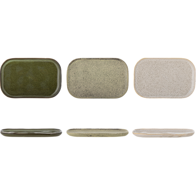 Bloomingville Addison Tallerken Grøn 22,5x14,5 Cm 3-Pak Stentøjsfade Bloomingville Addison Tallerken Grøn 22,5x14,5 Cm 3-Pak Stentøjsfade