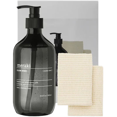 Meraki Gaveæske Med Shadow Lake Opvaskemiddel 490 Ml Og 2 Beige Karklude Meraki Gaveæske Med Shadow Lake Opvaskemiddel 490 Ml Og 2 Beige Karklude