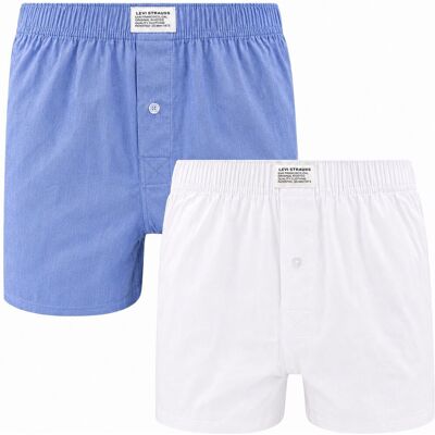 Levi's Woven Boxershorts 2-pak Blå Lyseblå Hvid måle M Levi's Woven Boxershorts 2-pak Blå Lyseblå Hvid måle M