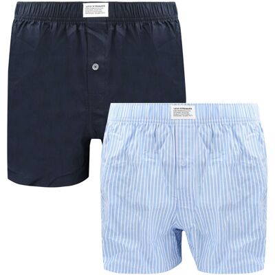 Levi's Woven Boxershorts 2-pak Blå Lyseblå Mørkeblå måle XL Levi's Woven Boxershorts 2-pak Blå Lyseblå Mørkeblå måle XL