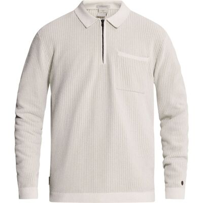Cast Iron Polo Half-Zip White Down Hvid Off-white måle L Cast Iron Polo Half-Zip White Down Hvid Off-white måle L