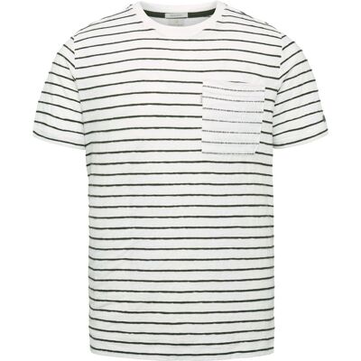 Cast Iron T-shirt Stribet Brystlomme Hvid måle S Cast Iron T-shirt Stribet Brystlomme Hvid måle S