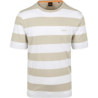 Boss T-shirt Stribe Beige måle XXL Boss T-shirt Stribe Beige måle XXL