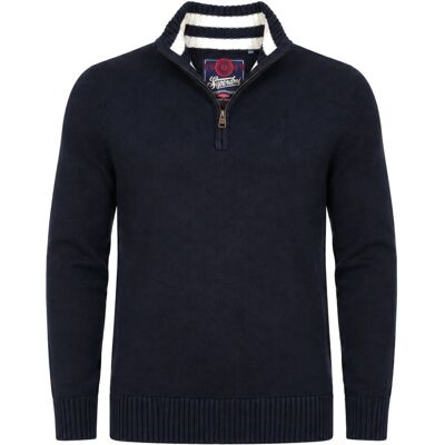 Superdry Knit Half Zip Cotton Jumper Navy Blå Mørkeblå måle M Superdry Knit Half Zip Cotton Jumper Navy Blå Mørkeblå måle M