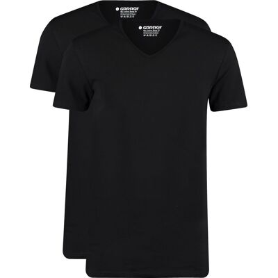 Garage 2-pak Basis T-shirt Bio V-hals Zwart Sort måle L Garage 2-pak Basis T-shirt Bio V-hals Zwart Sort måle L