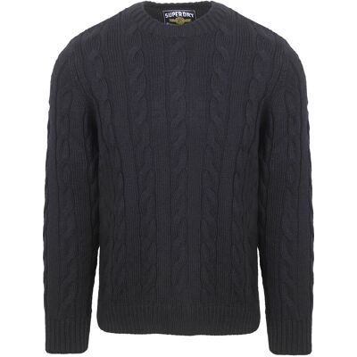 Superdry Jacob Cable Striktrøje Navy Blå Mørkeblå måle XL Superdry Jacob Cable Striktrøje Navy Blå Mørkeblå måle XL
