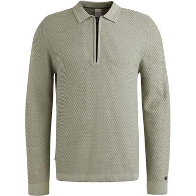 Cast Iron Langærmet Poloshirt med Halv lynlås Struktur Lysgrøn Grøn måle XXL Cast Iron Langærmet Poloshirt med Halv lynlås Struktur Lysgrøn Grøn måle XXL