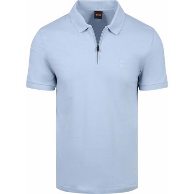 Boss Passerzip Half Zip Polo Blå Lyseblå måle 3XL Boss Passerzip Half Zip Polo Blå Lyseblå måle 3XL