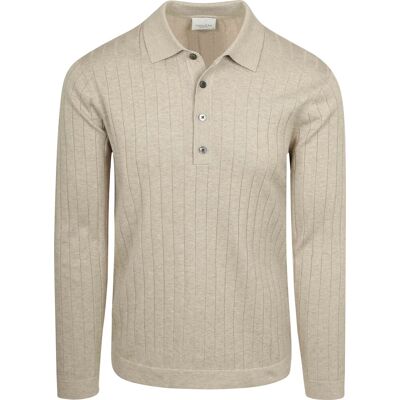 Profuomo Langærmet Poloshirt Dropneedle Beige måle XL Profuomo Langærmet Poloshirt Dropneedle Beige måle XL