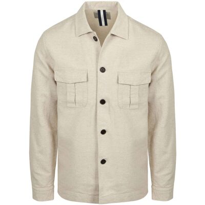 Profuomo Overshirt Raw Bomuld Hør Ecru Beige Off-white måle L Profuomo Overshirt Raw Bomuld Hør Ecru Beige Off-white måle L
