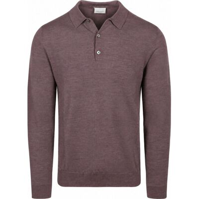 Profuomo Langærmet Poloshirt Merinould Aubergine Rød måle L Profuomo Langærmet Poloshirt Merinould Aubergine Rød måle L