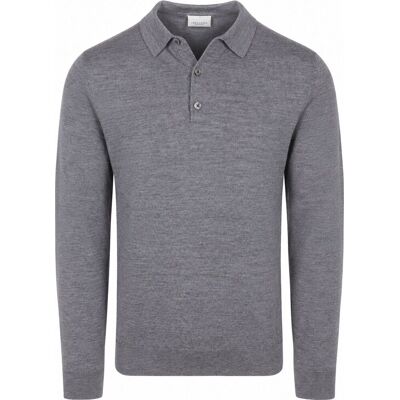 Profuomo Langærmet Poloshirt Merinould Grå måle XL Profuomo Langærmet Poloshirt Merinould Grå måle XL