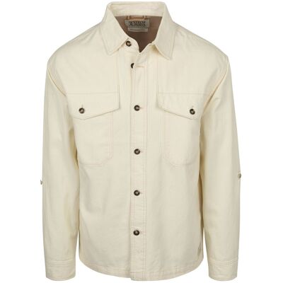 Scotch and Soda Overshirt Bomuld Hør Ecru Beige Off-white måle M Scotch and Soda Overshirt Bomuld Hør Ecru Beige Off-white måle M
