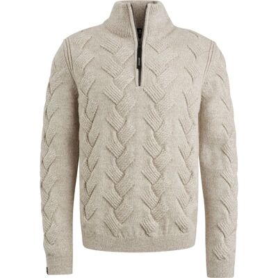 Vanguard Trøje med Halv Lynlås i Struktureret Uldblanding, Ecru Beige måle XXL Vanguard Trøje med Halv Lynlås i Struktureret Uldblanding, Ecru Beige måle XXL