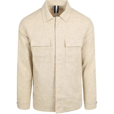 Profuomo Overshirt i Linnedblanding Beige måle L Profuomo Overshirt i Linnedblanding Beige måle L