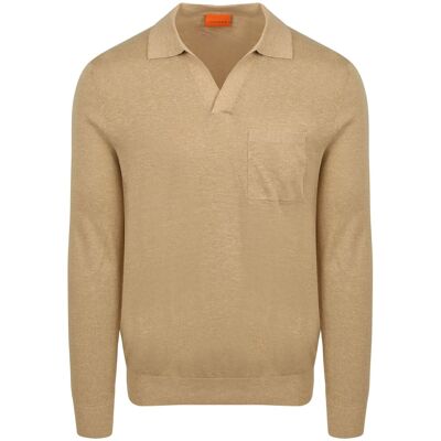 Suitable Langærmet Strikket Polo Riva Lomme Sand Beige måle XXL Suitable Langærmet Strikket Polo Riva Lomme Sand Beige måle XXL