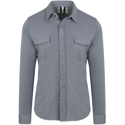 Profuomo Overshirt Western Jersey Blå måle M Profuomo Overshirt Western Jersey Blå måle M