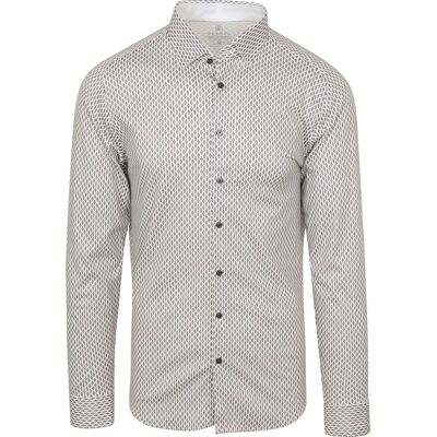 Desoto strygefri skjorte med print hvid Hvid Beige måle XXL Desoto strygefri skjorte med print hvid Hvid Beige måle XXL