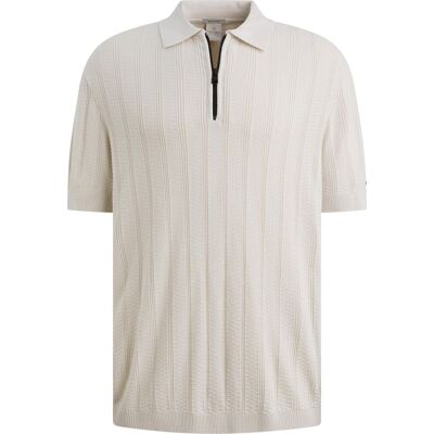 Cast Iron Half-Zip Polo Structure Ecru Beige måle L Cast Iron Half-Zip Polo Structure Ecru Beige måle L