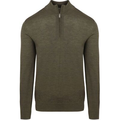 Profuomo Halv Lynlås Pullover i Merinould i Olivengrøn Grøn Mørkegrøn måle XL Profuomo Halv Lynlås Pullover i Merinould i Olivengrøn Grøn Mørkegrøn måle XL