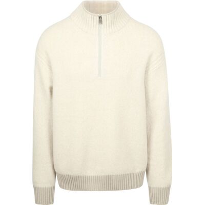 Boss Kobear Half Zip Trøje Wool Blend Ecru Off-white Beige måle XL Boss Kobear Half Zip Trøje Wool Blend Ecru Off-white Beige måle XL