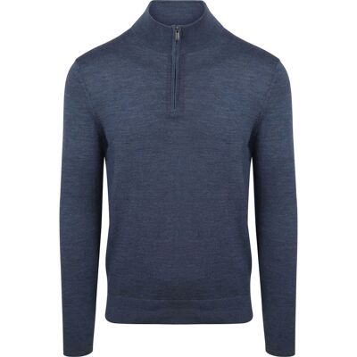 Suitable Merino Half Zip Trøje Denim Blå Mørkeblå måle XL Suitable Merino Half Zip Trøje Denim Blå Mørkeblå måle XL