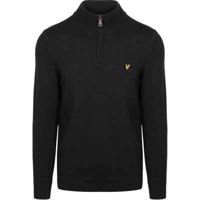 Lyle & Scott Halv lynlås pullover i sort merinould Sort måle S Lyle & Scott Halv lynlås pullover i sort merinould Sort måle S