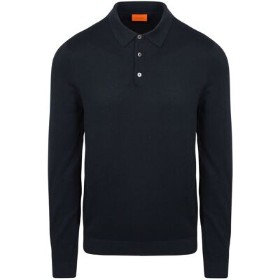 Suitable Longsleeve Poloshirt Flat Knit Marineblå Blå Mørkeblå måle 3XL Suitable Longsleeve Poloshirt Flat Knit Marineblå Blå Mørkeblå måle 3XL