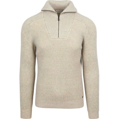No Excess Trøje med Halv Lynlås i Tofarvet Melange Greige Beige Grå måle M No Excess Trøje med Halv Lynlås i Tofarvet Melange Greige Beige Grå måle M