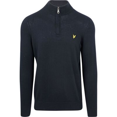 Lyle & Scott halv-zip trøje i merinould, navy Blå Mørkeblå måle L Lyle & Scott halv-zip trøje i merinould, navy Blå Mørkeblå måle L