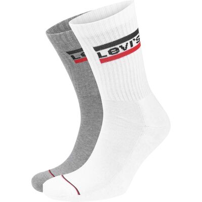 Levi's 2-pak Sportswear Sokker i Grå Hvid måle 43-46 Levi's 2-pak Sportswear Sokker i Grå Hvid måle 43-46
