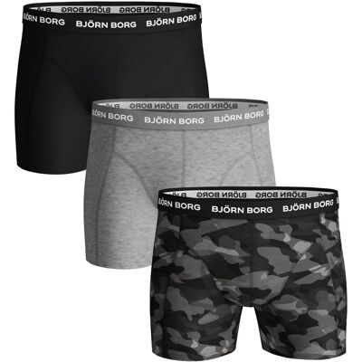 Bjorn Borg Cotton Stretch Boxers 3Pack Sort Grå måle S Bjorn Borg Cotton Stretch Boxers 3Pack Sort Grå måle S