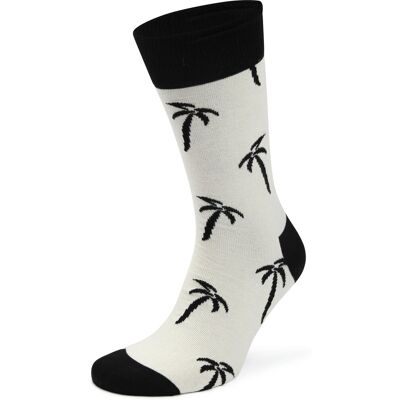 Happy Socks Strømper Palm Tree Off-white Sort måle 41-46 Happy Socks Strømper Palm Tree Off-white Sort måle 41-46