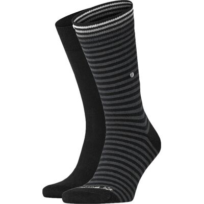 Burlington Everyday Sokker 2-Pak Stribet Sort måle 40-46 Burlington Everyday Sokker 2-Pak Stribet Sort måle 40-46