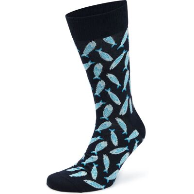 Happy Socks Strømper Sardine Flerfarvet Mørkeblå Blå måle 41-46 Happy Socks Strømper Sardine Flerfarvet Mørkeblå Blå måle 41-46