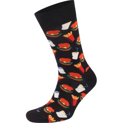 Happy Socks Sokker Hamburger Flerfarvet Sort måle 41-46 Happy Socks Sokker Hamburger Flerfarvet Sort måle 41-46