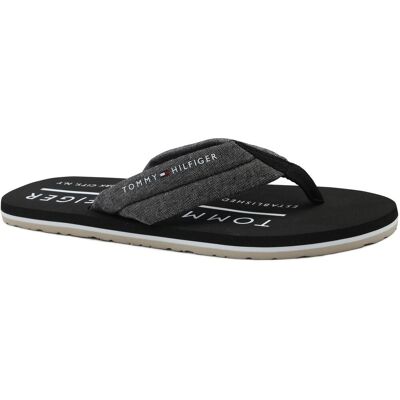 Tommy Hilfiger Flip Flops Chambray Sort Grå måle 44 Tommy Hilfiger Flip Flops Chambray Sort Grå måle 44