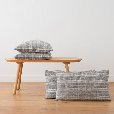 LinenMe Pudebetræk i hør, sort / naturfarvet, multistripe BLACK/NATURAL LinenMe Pudebetræk i hør, sort / naturfarvet, multistripe BLACK/NATURAL