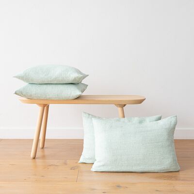 LinenMe Pudebetræk i hør, Mint, Chevron MINT LinenMe Pudebetræk i hør, Mint, Chevron MINT