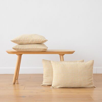 LinenMe Gingham pudebetræk i hør Antique Gold ANTIQUE GOLD LinenMe Gingham pudebetræk i hør Antique Gold ANTIQUE GOLD