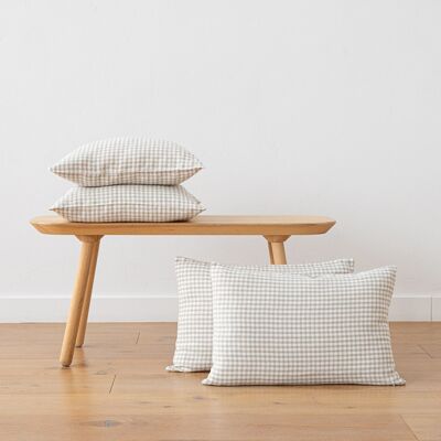 LinenMe Gingham pudebetræk i hør Naturfarvet NATURAL LinenMe Gingham pudebetræk i hør Naturfarvet NATURAL