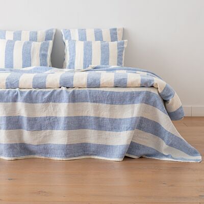 LinenMe Fladt Lagen i Hør Blå Hvid Malibu BLUE WHITE LinenMe Fladt Lagen i Hør Blå Hvid Malibu BLUE WHITE